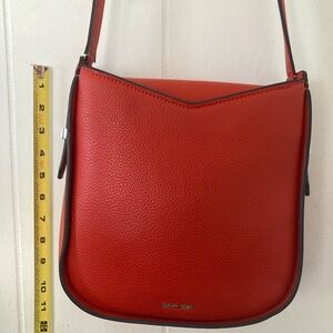 Calvin Klein Red Pebbled Leather crossbody bag